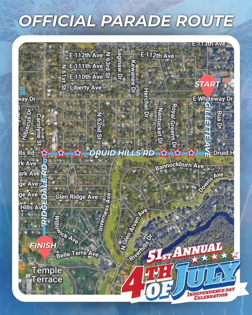 Official Parade Route Map of the 51st Annual 4th of July Independaece Day Celebration